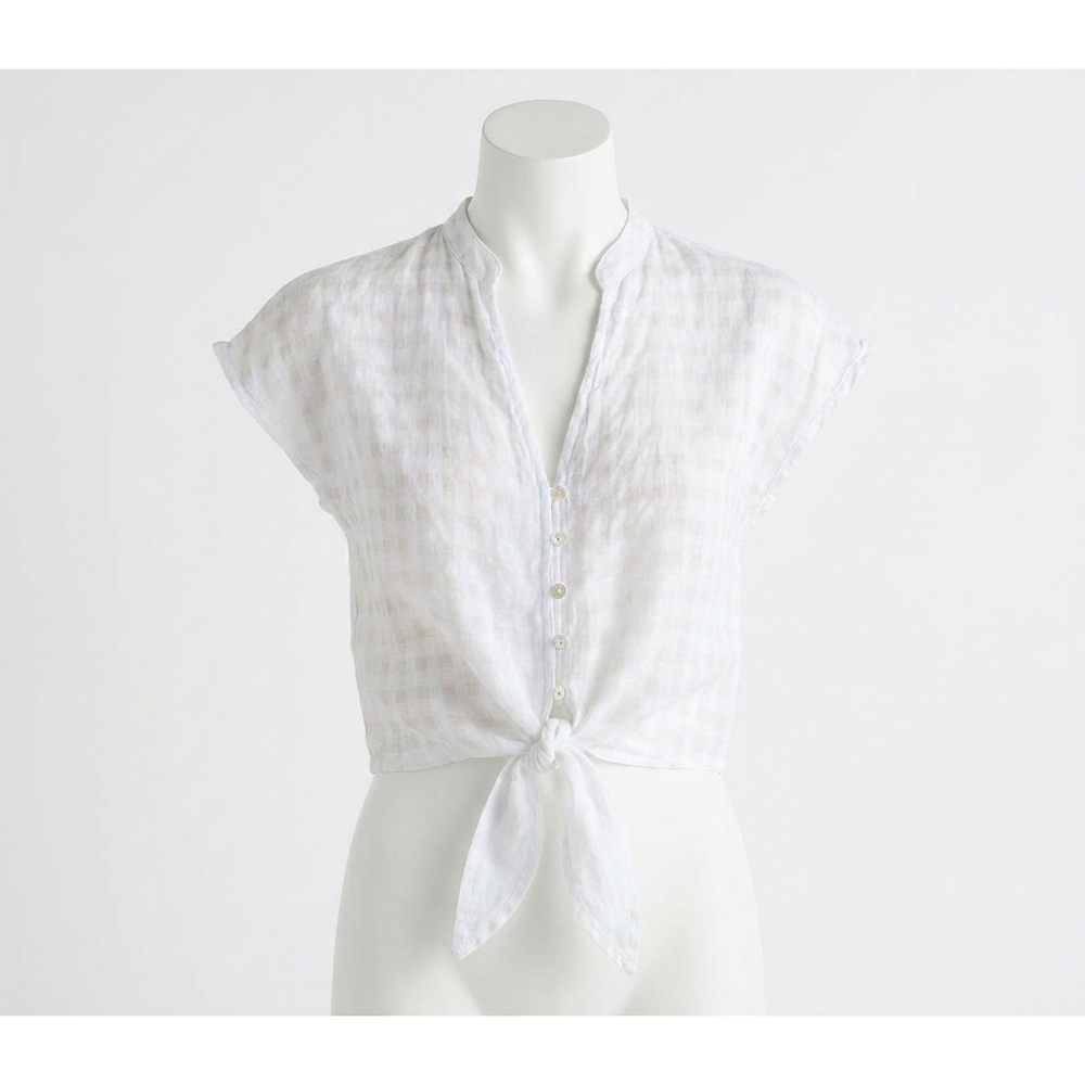 NEW BELLA DAHL short sleeve tie front top in white